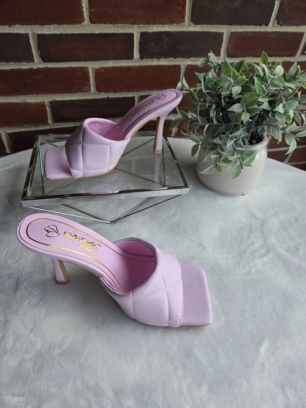 Pink Quilted Mule Heels Size 6.5 💗